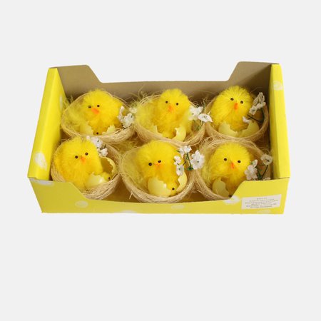 Hen and chicken in a nest x 6 pcs