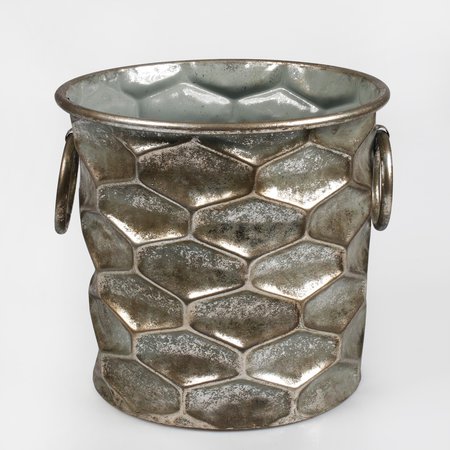 Patinated metal casing with handles
