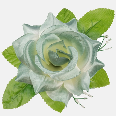 Satin rose with leaves